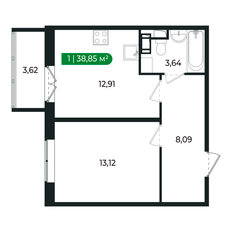 Квартира 37,5 м², 1-комнатная - изображение 2