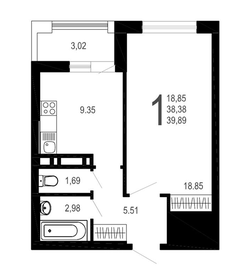 Квартира 39,9 м², 1-комнатная - изображение 1