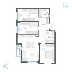 Квартира 83,1 м², 3-комнатная - изображение 2