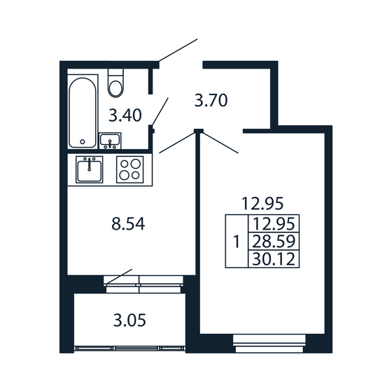 45,8 м², 1-комнатная квартира 8 040 982 ₽ - изображение 34