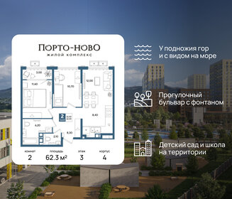 Квартира 62,3 м², 2-комнатная - изображение 1