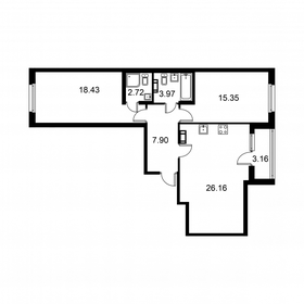 Квартира 76,1 м², 2-комнатная - изображение 1
