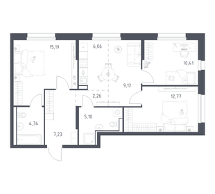 Квартира 72,5 м², 3-комнатная - изображение 1