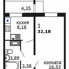 Квартира 32,2 м², 1-комнатная - изображение 2
