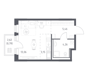 Квартира 26,7 м², студия - изображение 1