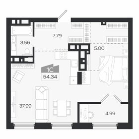 Квартира 54,3 м², 1-комнатная - изображение 1