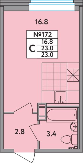 23 м², квартира-студия 4 554 000 ₽ - изображение 1
