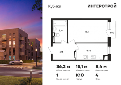 Квартира 36,2 м², 1-комнатная - изображение 1
