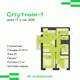 Квартира 53,5 м², 2-комнатная - изображение 1