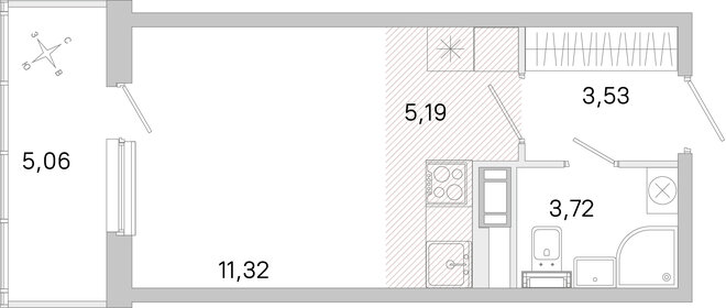 Квартира 25,3 м², студия - изображение 1