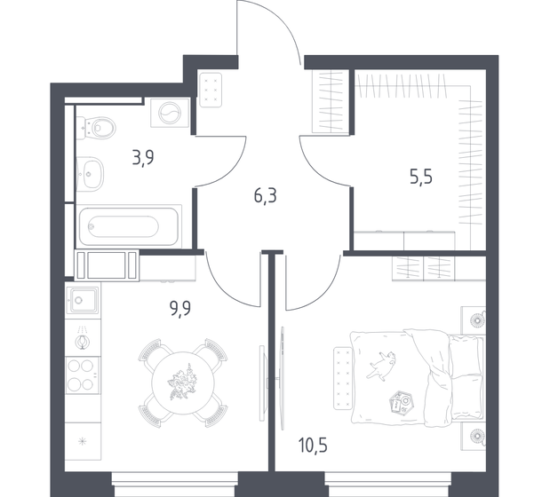 69 м², 1-комнатная квартира 12 372 650 ₽ - изображение 32