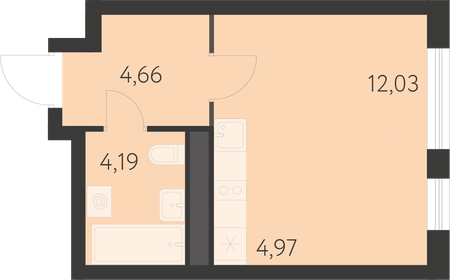 Квартира 25,8 м², студия - изображение 1