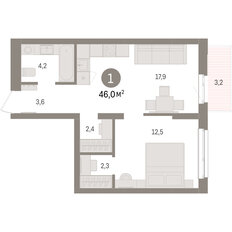 Квартира 46 м², 1-комнатная - изображение 2