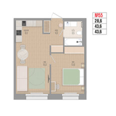 Квартира 43,6 м², 2-комнатная - изображение 2