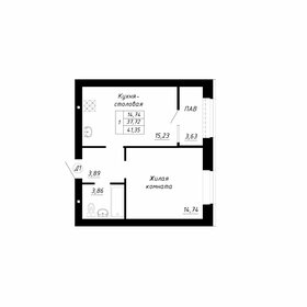 Квартира 41,4 м², 1-комнатная - изображение 1