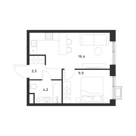 Квартира 33,8 м², 1-комнатная - изображение 2