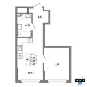 Квартира 35,3 м², 1-комнатная - изображение 1
