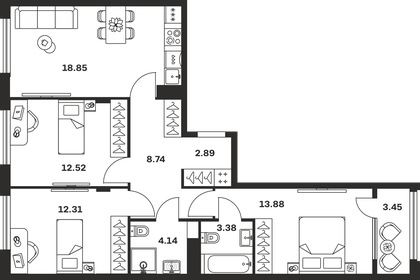Квартира 80,2 м², 3-комнатная - изображение 1
