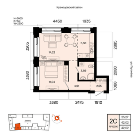 Квартира 42 м², 2-комнатная - изображение 1