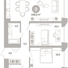 Квартира 108,2 м², 2-комнатная - изображение 3