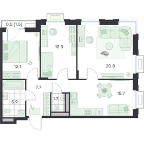 Квартира 77,7 м², 3-комнатная - изображение 1