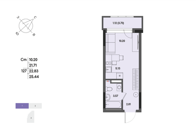 Квартира 22,8 м², студия - изображение 1