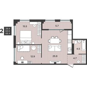 Квартира 66,4 м², 3-комнатная - изображение 1