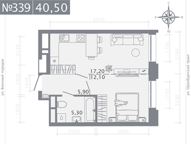 Квартира 40,5 м², 1-комнатная - изображение 1