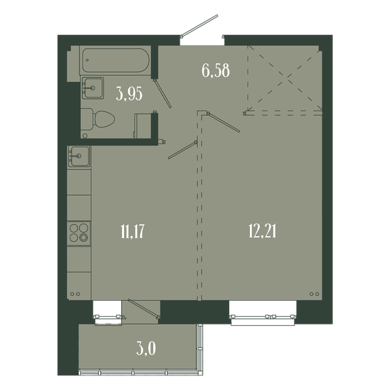 29,7 м², 1-комнатная квартира 3 848 000 ₽ - изображение 24