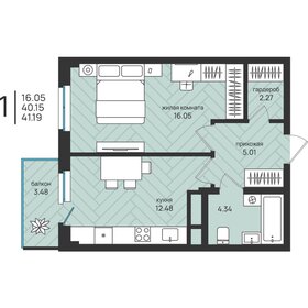 Квартира 41,2 м², 1-комнатная - изображение 1