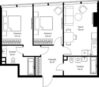 Квартира 67,1 м², 2-комнатная - изображение 2