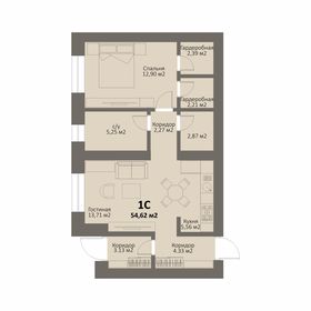 Квартира 54,6 м², студия - изображение 1