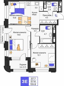 Квартира 59,8 м², 3-комнатная - изображение 1