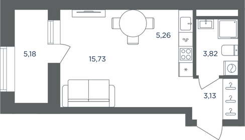 Квартира 30,5 м², 1-комнатная - изображение 1