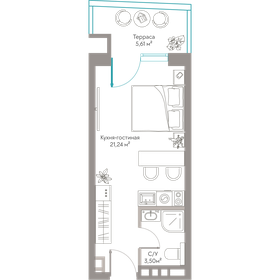 Квартира 30,4 м², студия - изображение 1