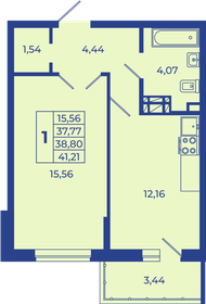 Квартира 41,2 м², 1-комнатная - изображение 1