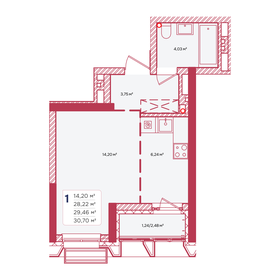 Квартира 29,5 м², 1-комнатная - изображение 1