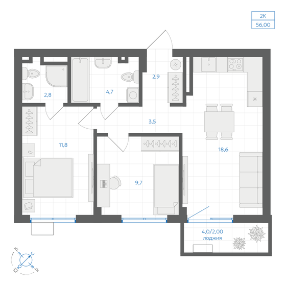 60,4 м², 3-комнатная квартира 6 000 000 ₽ - изображение 70