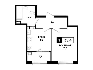 Квартира 35,4 м², 1-комнатная - изображение 1