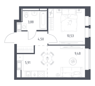 Квартира 34,3 м², 1-комнатная - изображение 1