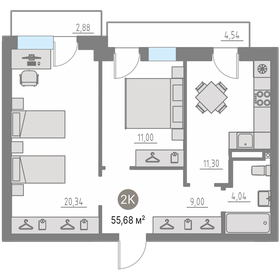 Квартира 62,1 м², 2-комнатная - изображение 1