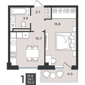 Квартира 35,3 м², 1-комнатная - изображение 1
