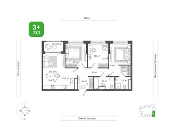 Квартира 73,1 м², 3-комнатная - изображение 1