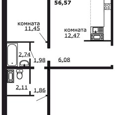 Квартира 56,6 м², 3-комнатная - изображение 2