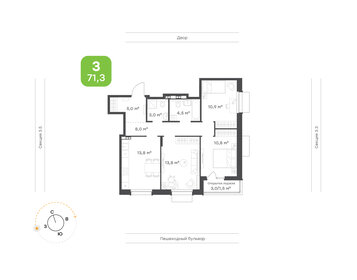 Квартира 71,3 м², 3-комнатная - изображение 2