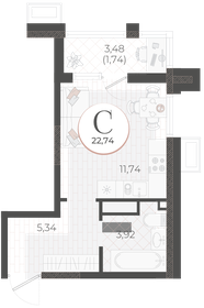 Квартира 22,7 м², студия - изображение 1