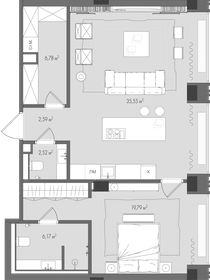 Квартира 73,5 м², 1-комнатная - изображение 2