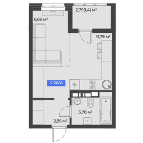 Квартира 26,6 м², студия - изображение 1