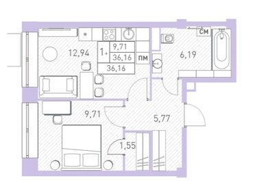 Квартира 38 м², 2-комнатная - изображение 1