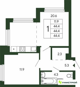 Квартира 44,4 м², 1-комнатная - изображение 1